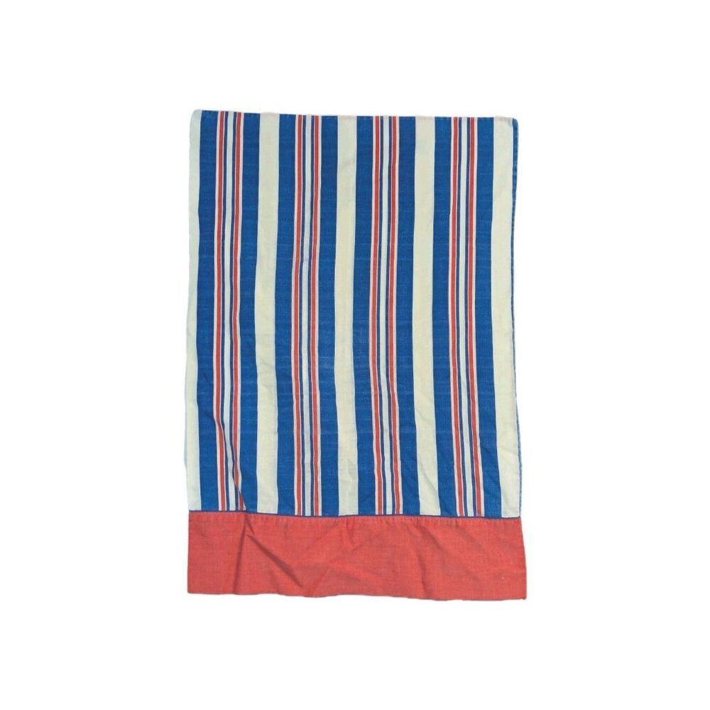 Vtg Pacific Pillowcase standard red blue stripes cotton blend 1970s
